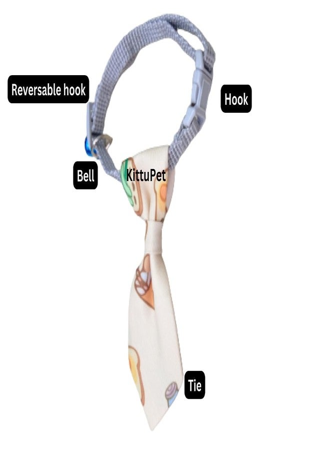 KittuPet Dog Neck tie, Unique Dog Collar, Unique cat Collar, Breakaway Buckle (Cream, Printed Design) - Image 3